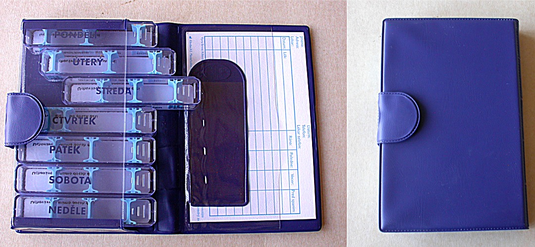 Dávkovač léků týdenní v pouzdře