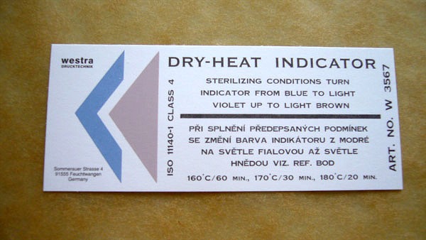 Testy horkovzdušné sterilizace chemické DHI