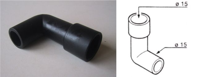 Spojka úhlová 15mm