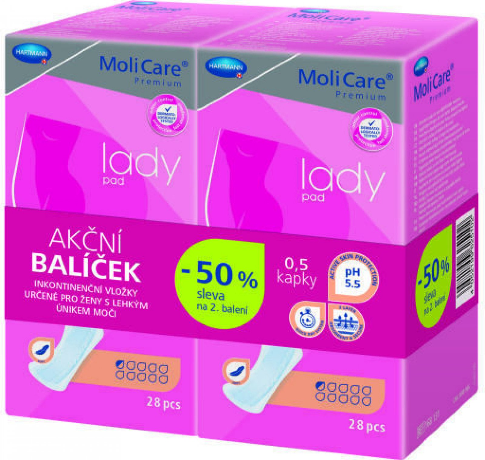 Vložky MoliCare Lady 0,5 kapky AKČNÍ DVOJBALENÍ