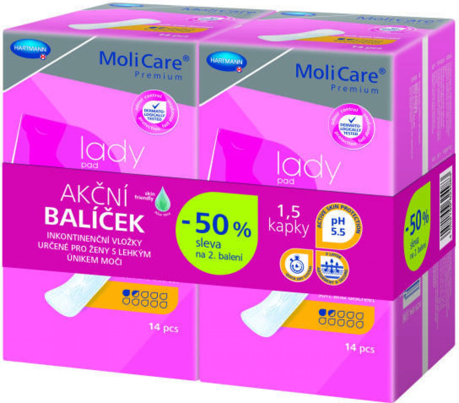 Vložky MoliCare Lady 1,5 kapky AKČNÍ DVOJBALENÍ