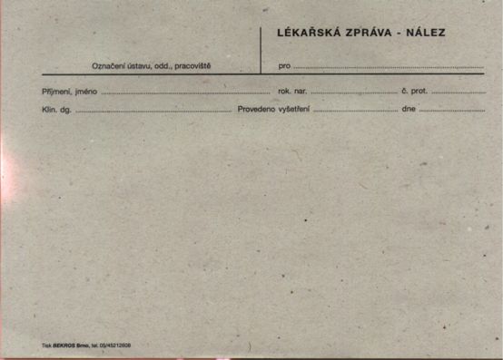 Lékařská zpráva-nález