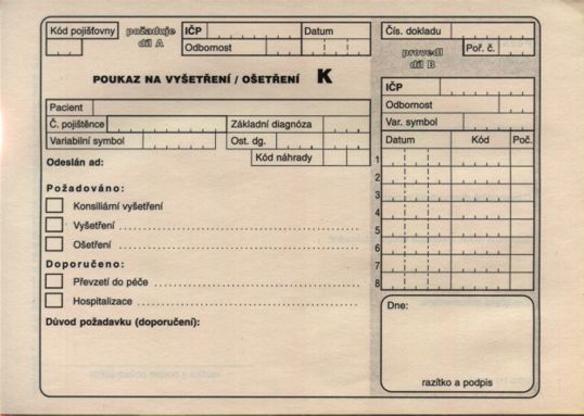 Poukaz na vyšetření K formát A5