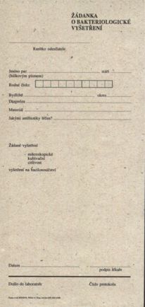Žádanka o bakter.vyšetření